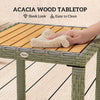 3 Piece Garden Bistro Set – Rattan Chairs & Acacia Wood Table Outdoor Furniture