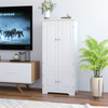 Storage Cabinet Wardrobe 4 Door Shelves Compact Multipurpose White Black MDF
