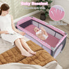 4 in 1 Infant Nursery Center with Bassinet & Changing Table Pink