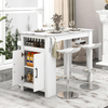 Bar Table Marble Counter Height Storage Cabinet Shelf Hooks Kitchen Breakfast