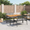 ShCuShan 3 Piece Garden Dining Set with Cushions Black Poly Rattan,Rattan D2R8