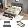 Fabric Upholstered Storage Bed Frame Single Double with Headboard and 4 Drawers