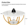 Modern Round Coffee Table, 2-Tier Circle Center Table with Faux White Marble