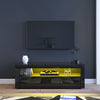 Modern 120CM TV Unit Cabinet Stand Set Black High Gloss with LED Lights Drawers