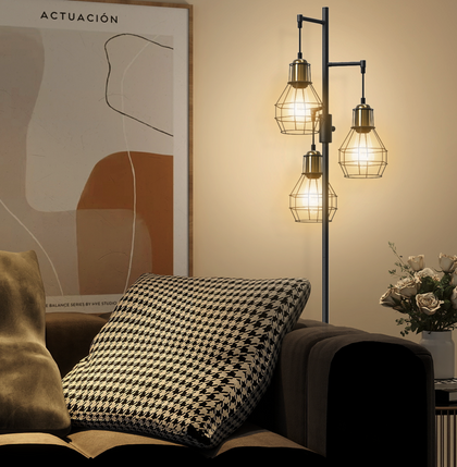 Modern Floor Lamp Free Standing Light Metal Shade Dimmable Bedroom Living Room