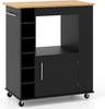 Kitchen Island on Wheels Storage Trolley Cart Cabinet Shelves Wine Racks Bamboo
