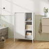 Bathroom Organizer White Wooden Iron Shelf Large Capacity w Dirty Clothes Basket