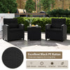 3 Piece Rattan Conversation Set Patio Furniture Set w/ Soft Seat Black