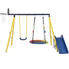 Ball Hoop Slide Nest Swing Ground Pegs Outdoor Metal Play Frame Swing Set Yellow