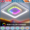Modern Chandelier LED Lamp White Frame Ceiling Light With RGB Mode Square Olbuvr