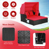 Outdoor Hand-Woven PE Wicker Daybed Sun Lounger Patio Loveseat Sofa Set w/Canopy