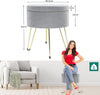 Round Ottoman Storage Box Velvet Vanity Footstool Side Table Seat Dressing Stool