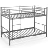 198x98CM Metal Bunk Beds Single over Single Loft Bed Frame w/Ladder & Guardrails