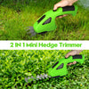 2 IN1 Cordless Hedge Trimmer Grass Shear Garden Handheld Hedge Shrub Cutter UK