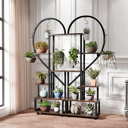 2pcs Plant Stand Rolling Heart Shaped Storage Display Shelf Flower Pots Holder