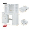 White Dressing Table with Large Mirror 3 Drawers Stool Makeup Desk Vanity Set