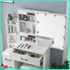 Vanity Dressing Table Set Makeup Desk Mirror & Stool Shelves 3 Color LED Lighted
