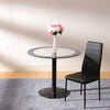 Modern Black Round Dining Table and 2 / 4 Chairs Optional Lounge Bar Home Office