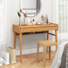 Modern Bamboo Computer Desk Study Writing Desk Workstation W/ 2 Storage Drawers