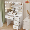 White Dressing Table Makeup Desk With LED Mirror Sliding 4 Drawer Bedroom Modern