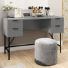 COSTWAY 120cm Home Office Desk Computer Desk w/4 Drawers & Storage-Grey