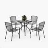 5PC Outdoor Dining Set Garden Patio Furniture - 4 Stackable Chairs &Square Table
