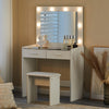 White Dressing Table with LED Lights Mirror 2 Drawers Stool Vanity Make up Desk