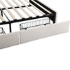 Upholstered Bed with LED Lights and 4 Storage Drawers Platform Bed Frame Beige
