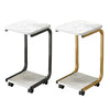 Rolling C-Shaped Laptop Side Table Bedside Table Sofa End Table with 2 Shelves