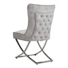 Set of 2 Velvet Dining Chairs with Buttoned Back Upholstered Seat Chorme Legs