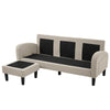 L Shape Corner Sofa Linen 3 Seater Sectional Sofa Couch with Chaise Lounge Beige