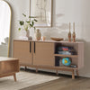 Wooden TV Stand Living Room 2 Doors 2 Shelves Modern Entertainment Media Cabinet