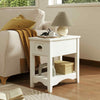 Set of 2 Rectangular Nightstand Retro Side Table with 1 Drawer White
