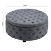 Padded Round Ottoman Living Room Chesterfield Coffee Table Soft Linen Footstool
