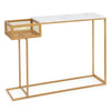Console Table Faux Marble Top Narrow Hallway Entryway Beside Table W/ Storage