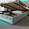 Double Bed Upholstered Bed Grey Fabric Gas Lift Ottoman Storage Bed Frame 4ft6