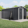 Garden Shed Utility Pointed Metal Tool Shed Storage with Foundation Black