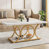 Tribesigns 47-inch Rectangle Coffee Table, 2-Tier Faux Marble with Metal Legs,