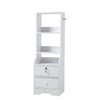 Tall Wood Bedside Cabinet Table Hanging Hook Storage Shelf Drawer with Lock Keys