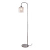 Tall Stem Floor Lamp Glass Lampshade Standard Living Room Light LED Bulb Lights