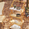 4 Layer Bamboo Outdoor Folding Shelf Wooden Camping Storage Rack Shelves Unit UK