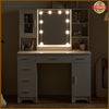 Dressing Table with LED Lights Mirror Glass Cabinet Drawers Vanity Makeup Desk