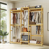 Large Bamboo Open Wardrobe Storage Shelves Clothes Rail Hanging Bar Ladder Rack
