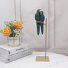 Vintage Green Parrot Figurine Ornament Stand Resin Couple Parrot Statue Hallway