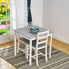 Modern 2 Seater Grey&White Solid Wood Dining Table and 2 Chairs Set Furniture