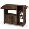 Drop Leaf Kitchen Island Cart Storage Cart on Wheels-Black-Coffee