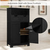Bathroom Floor Cabinet Wooden Storage Cupboard with Adjustable Shelf & Doors