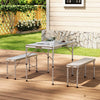 Compact Folding Picnic Table Bench Chair Set Aluminum Alloy 4 Seater Dining Unit