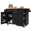 Kitchen Island Rolling Cart with Drop Leaf Tabletop, Storage Drawers & Cabinet
