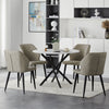 White Round Dining Table Marble Effect Top Kitchen Table with Metal Legs